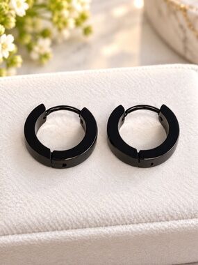 Black hoop earrings